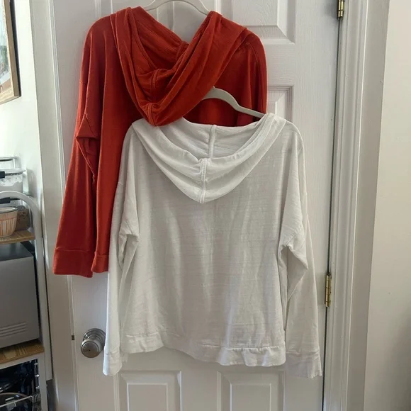 LOFT Orange and White Light-Weight Hooded Tops Set - Picture 3 of 4